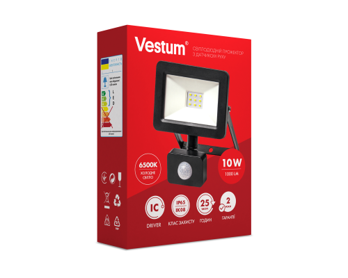 Прожектор LED Vestum с датчиком движения 10W 1 000Лм 6500K 175-250V IP65