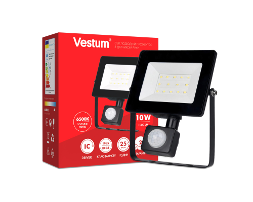 Прожектор LED Vestum с датчиком движения 10W 1 000Лм 6500K 175-250V IP65