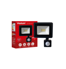 Світлодіодний прожектор с датчиком руху Vestum 10W 800Лм 6500K 180-260V IP65 1-VS-3019