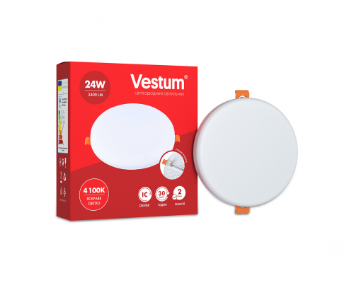 Круглий світлодіодний врізний світильник "без рамки" Vestum 24W 4100K 1-VS-5507