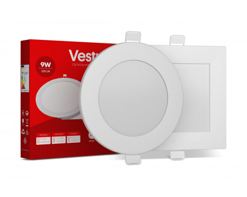 Круглий світлодіодний врізний світильник Vestum 9W 6000K 220V 1-VS-5108