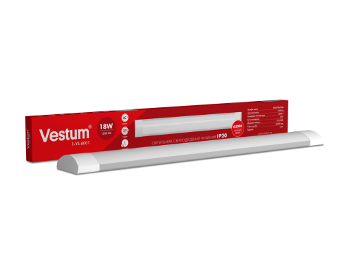 Світлодіодний лінійний світильник Vestum 0,6м 18W 6500K 220V IP20 1-VS-6001