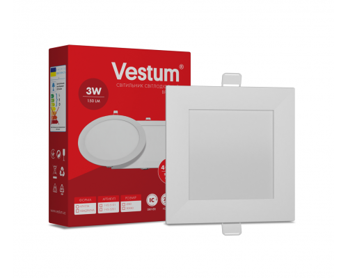 Светильник LED врезной квадратный Vestum 3W 4000K 220V