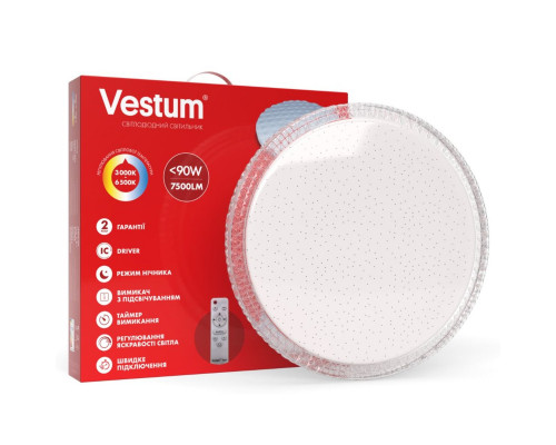Світильник SMART Vestum CRYSTAL 90W 520*75мм 3000K-6500К, 7500Lm з д/у