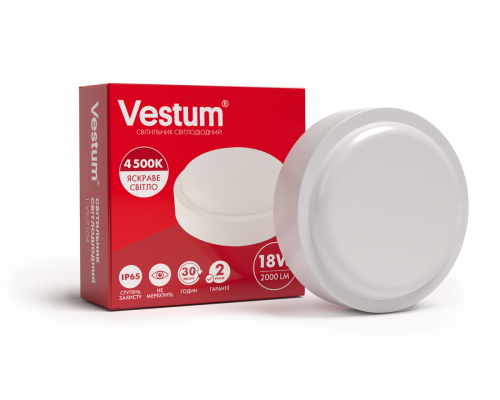 Світлодіодний круглий світильник ЖКГ Vestum 18W 4500K 220V 1-VS-7104