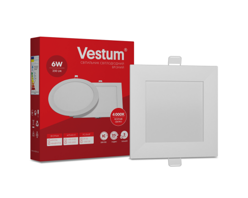 Светильник LED врезной квадратный Vestum 6W 4000K 220V