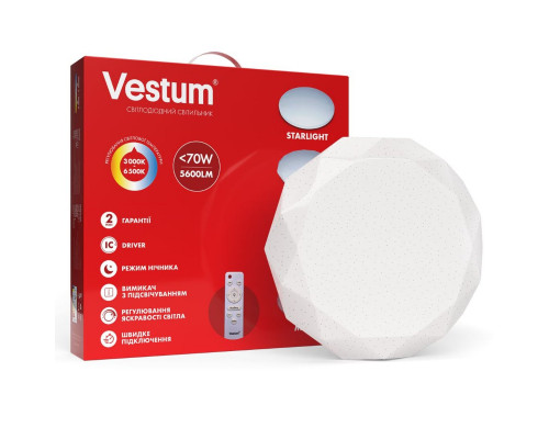 Світильник SMART Vestum GEM 70W 385*75мм 3000K-6500К, 5600Lm з пультом