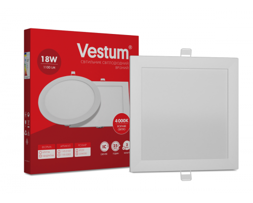 Светильник LED врезной квадратный Vestum 18W 4000K 220V