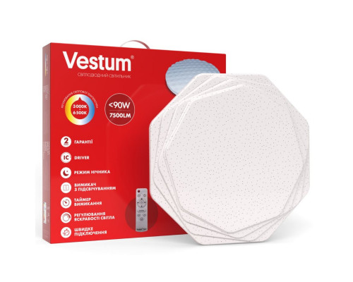Світильник SMART Vestum ROSE 90W 520*75мм 3000K-6500К, 7500Lm з д/у