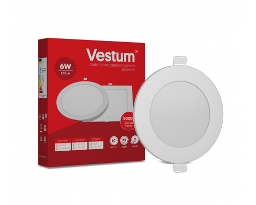 Круглий світлодіодний врізний світильник Vestum 6W 4000K 220V 1-VS-5102