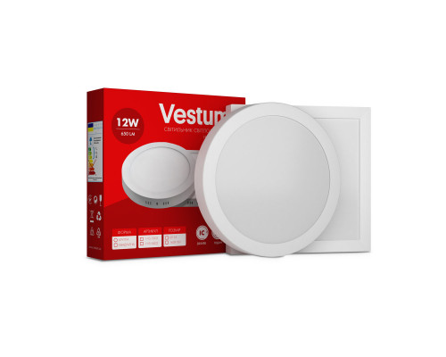 Квадратний світлодіодний накладний світильник Vestum12W 6000K 220V 1-VS-5406