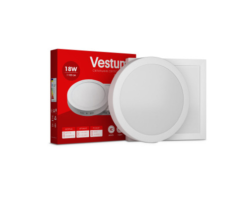 Квадратний світлодіодний накладний світильник Vestum 18W 6000K 220V 1-VS-5407