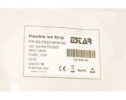 Світлодіодна стрічка біла (24 Вольт) ESTAR SMD 2216 (182 д/м) ЕЛІТ чіпи Epistar - Котушка 5 м