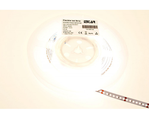 Світлодіодна стрічка біла (24 Вольт) ESTAR SMD 2216 (182 д/м) ЕЛІТ чіпи Epistar - Котушка 5 м