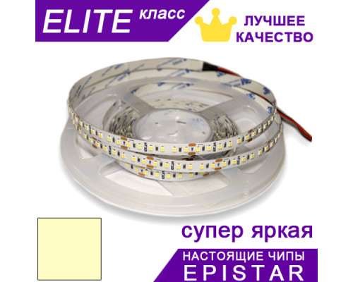 Світлодіодна стрічка Тепло-біла 2900-3200К (24 Вольт) ESTAR SMD 2835 (120 д/м) ЕЛІТ чіпи Epistar - Котушка 5 м