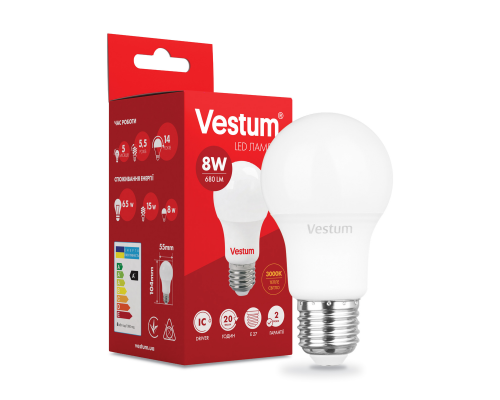Лампа LED Vestum A55 8W 3000K 220V E27
