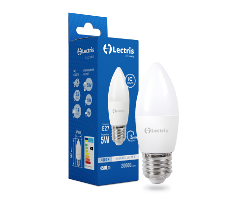 Лампа LED Lectris С37 5W 4000K 220V E27