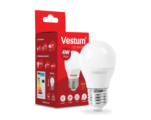 Лампа LED Vestum G45 4W 3000K 220V E27