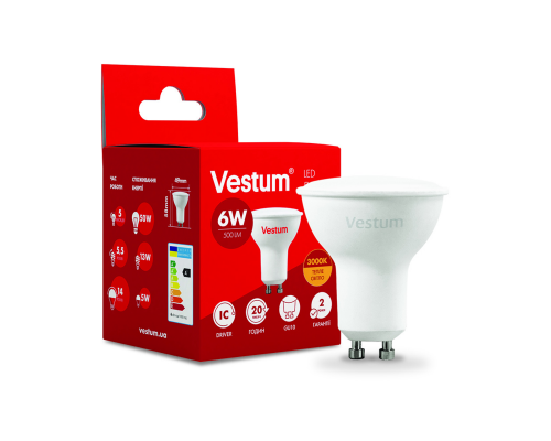 Лампа LED Vestum MR16 6W 3000K 220V GU10