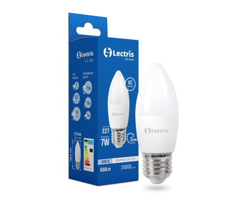 Світлодіодна лампа Lectris С37 7W 4000K 220V E27 1-LC-1304