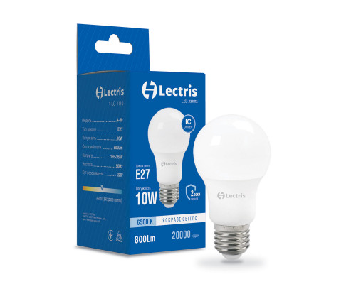 Світлодіодна лампа Lectris A60 10W 6500K 220V E27 1-LC-1110