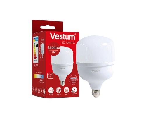 Світлодіодна високопотужна лампа Vestum T120 40W 6500K 220V E27 1-VS-1609