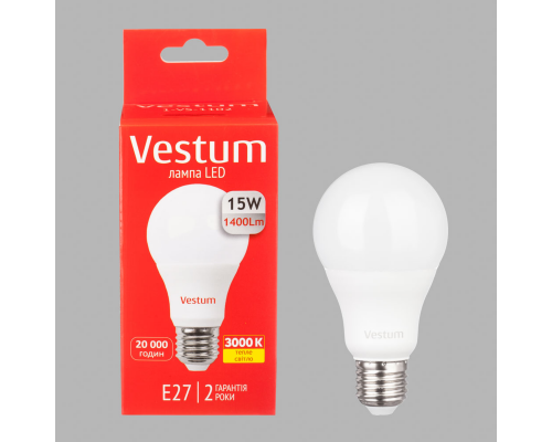 Лампа LED Vestum A65 15W 3000K 220V E27