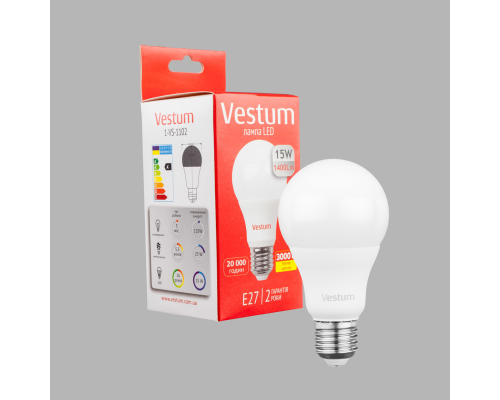 Лампа LED Vestum A65 15W 3000K 220V E27