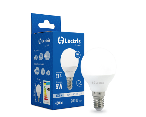 Світлодіодна лампа Lectris G45 5W 4000K 220V E14 1-LC-1201