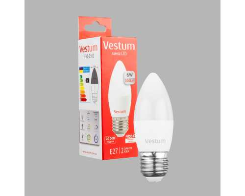 Світлодіодна лампа Vestum C37 6W 4100K 220V E27 1-VS-1301