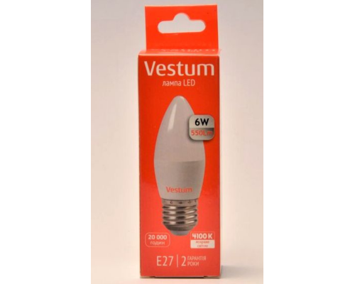 Світлодіодна лампа Vestum C37 6W 4100K 220V E27 1-VS-1301