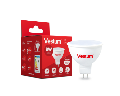 Лампа LED Vestum MR16 8W 4100K 220V GU5.3