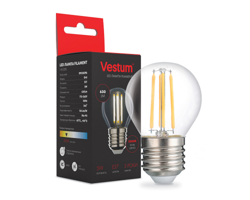 Лампа LED Vestum филамент G45 Е27 5Вт 220V 3000К