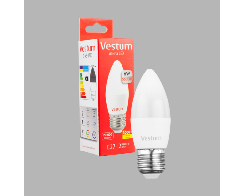 Лампа LED Vestum C37 6W 3000K 220V E27
