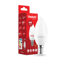 Лампа LED Vestum C37 8W 3000K 220V E14