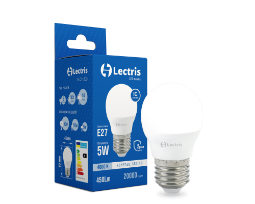 Лампа LED Lectris G45 5W 4000K 220V E27