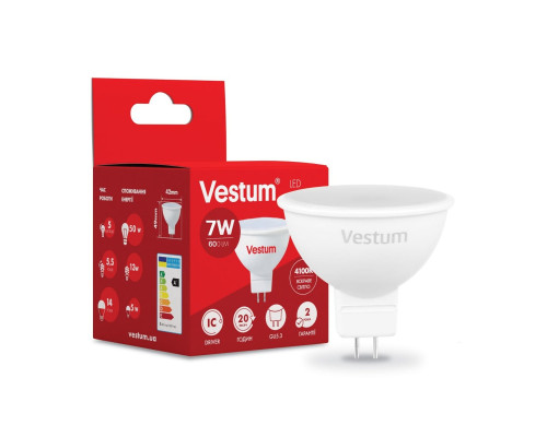 Світлодіодна лампа Vestum MR16 7W 4100K 220V GU5.3 1-VS-1510