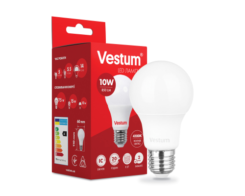 Лампа LED Vestum A60 10W 4100K 220V E27