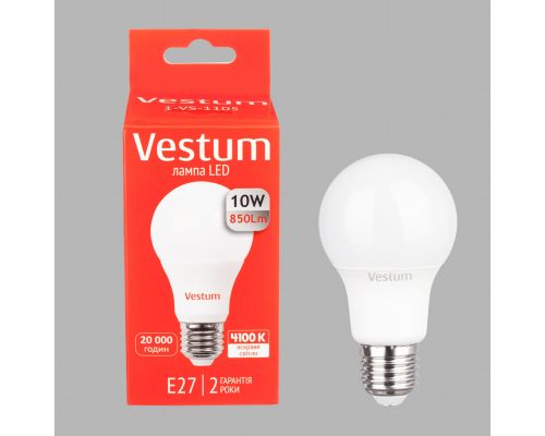 Лампа LED Vestum A60 10W 4100K 220V E27