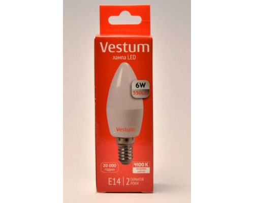 Лампа LED Vestum C37 6W 4100K 220V E14