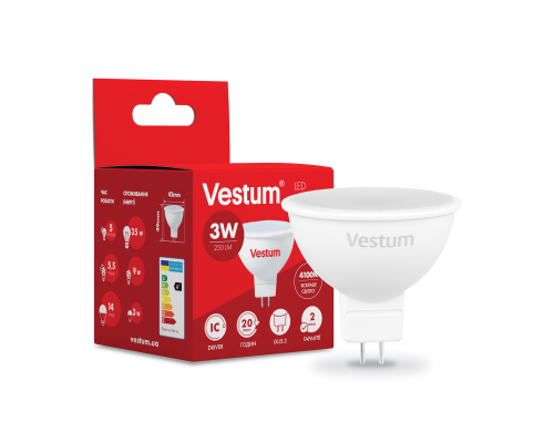 Лампа LED Vestum MR16 3W 4100K 220V GU5.3
