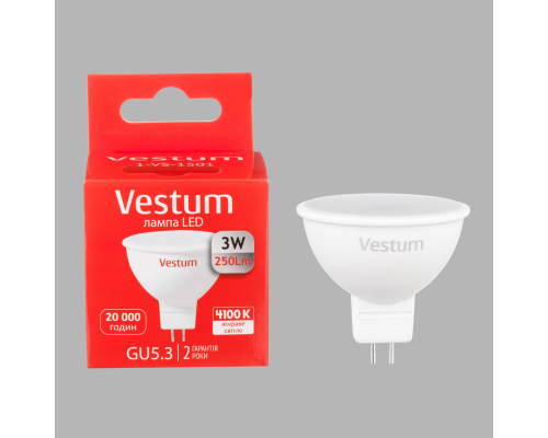 Лампа LED Vestum MR16 3W 4100K 220V GU5.3