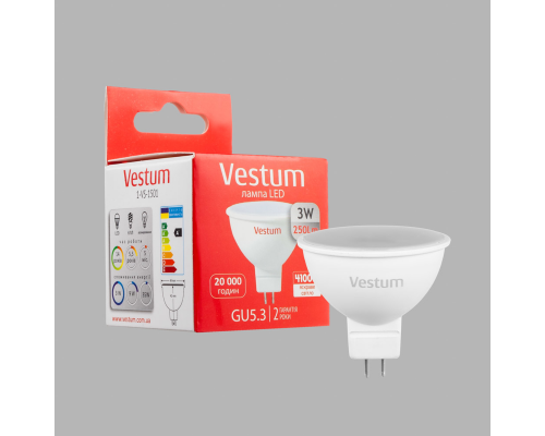 Лампа LED Vestum MR16 3W 4100K 220V GU5.3