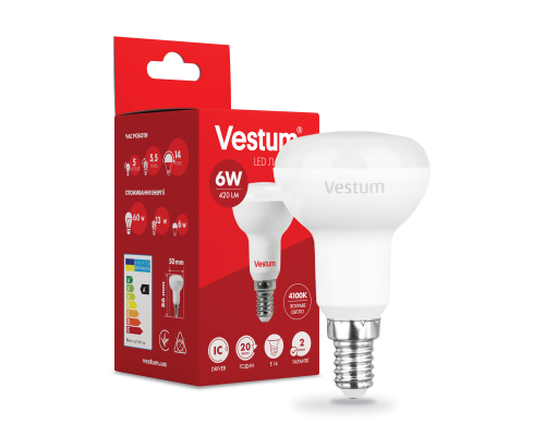 Лампа LED Vestum R50 6W 4100K 220V E14