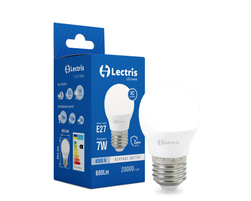 Світлодіодна лампа Lectris G45 7W 4000K 220V E27 1-LC-1204
