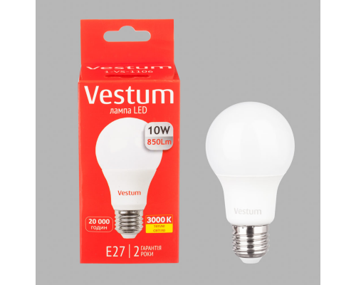 Лампа LED Vestum A60 10W 3000K 220V E27