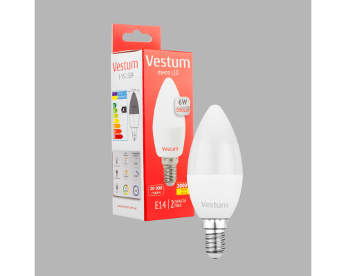 Лампа LED Vestum C37 6W 3000K 220V E14