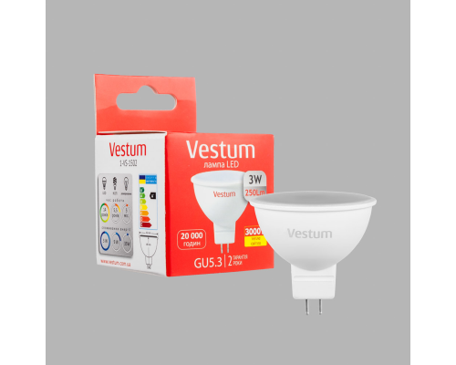 Світлодіодна лампа Vestum MR16 3W 3000K 220V GU5.3 1-VS-1502