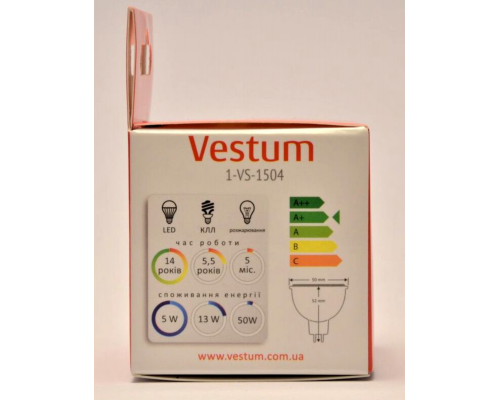 Світлодіодна лампа Vestum MR16 3W 3000K 220V GU5.3 1-VS-1502