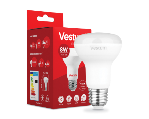 Світлодіодна лампа Vestum R63 8W 4100K 220V E27 1-VS-1403